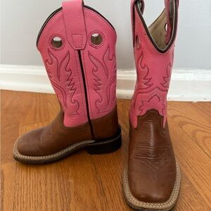 Kids Pink and Brown Western Boots